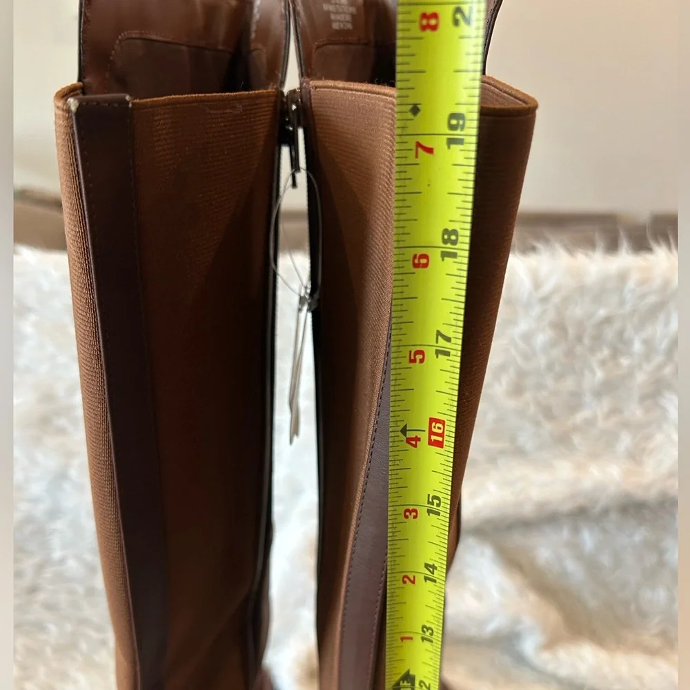 NWT Over-The-Knee Boots Two Tone Stretch Fit Round Toe Buckle Accent Size 9.5